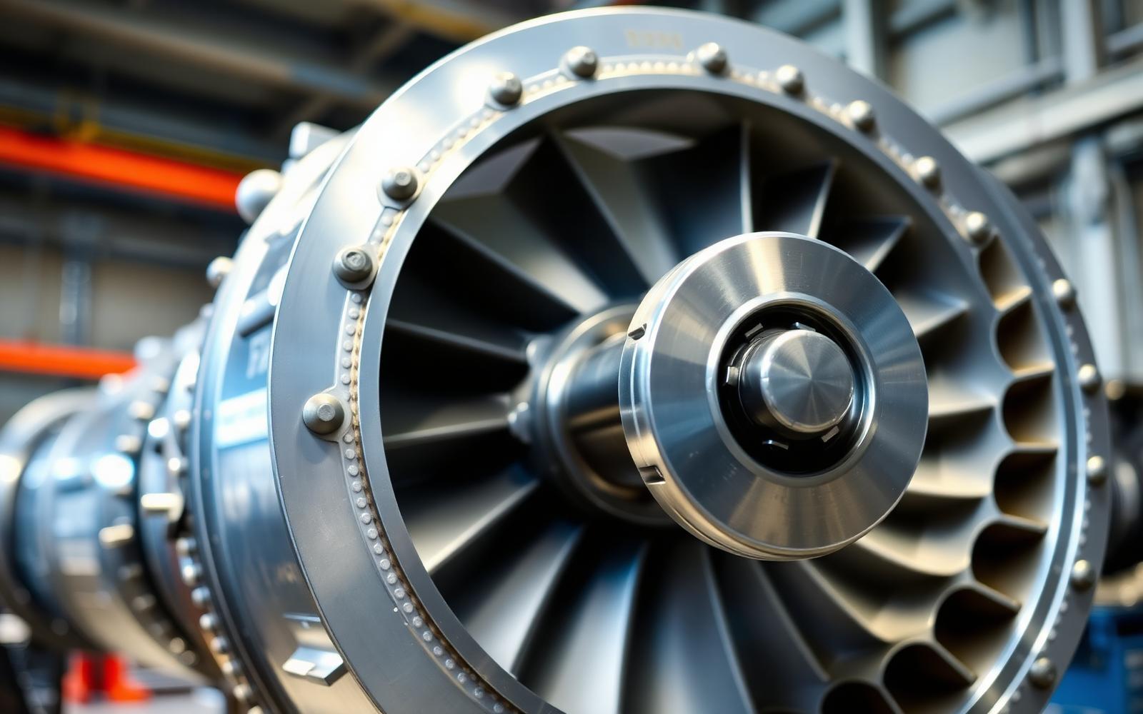 Turbine drivetrain component in an industrial workshop